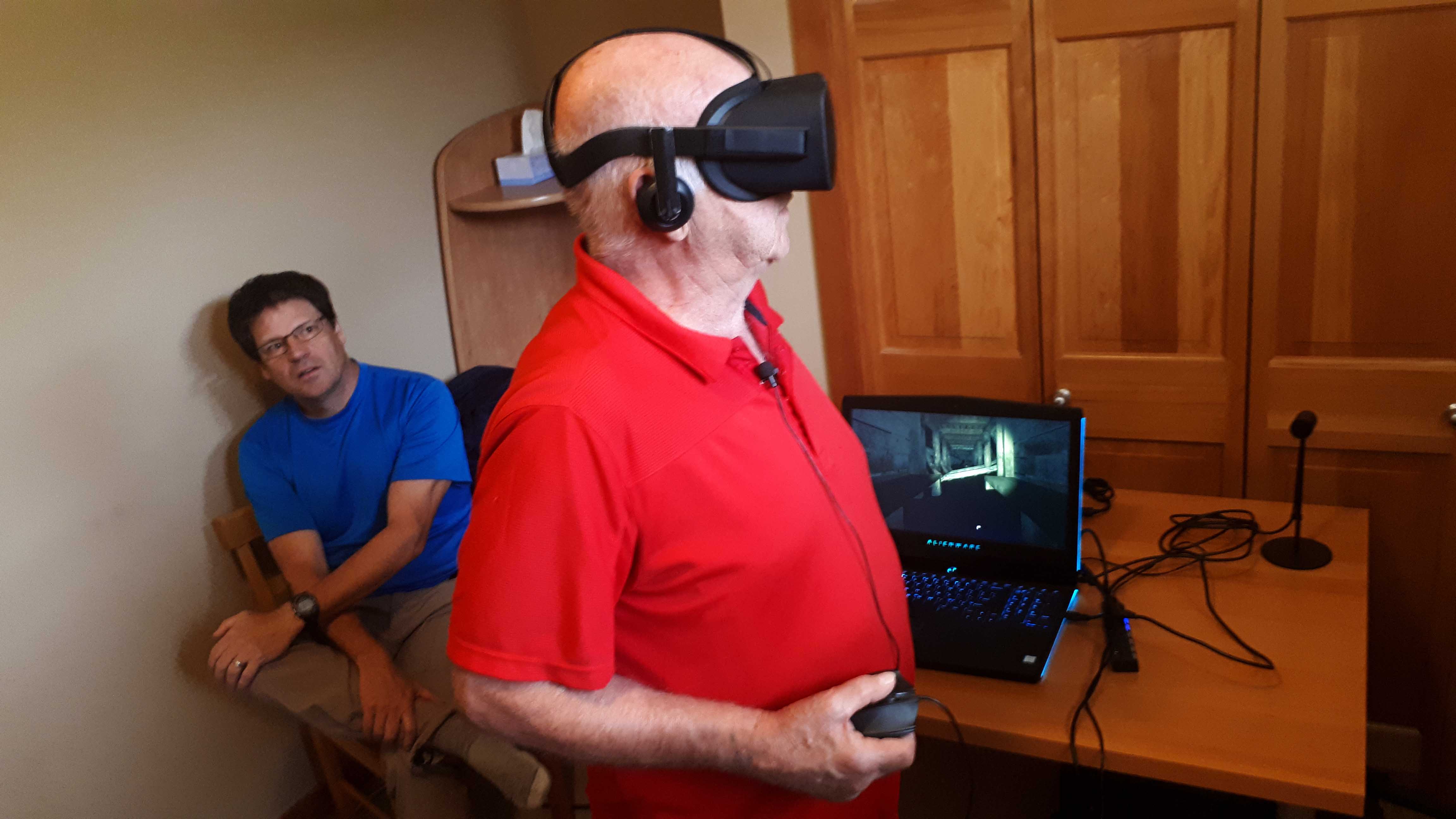 Canmore miner Ed Latvala testing the Virtual Reality